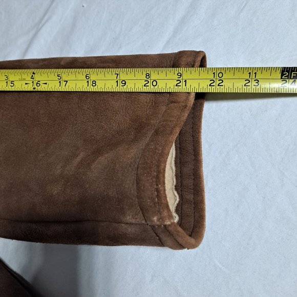 Vintage Sheepskin Coat Woman XL Real Sueded Brown Beige Button Front Western - Picture 12 of 12